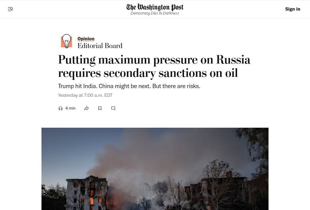 WP Західні санкції не змогли паралізувати економіку Росії — нові плани тиску